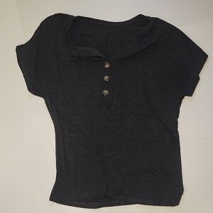 Women's Black Button-Up Top